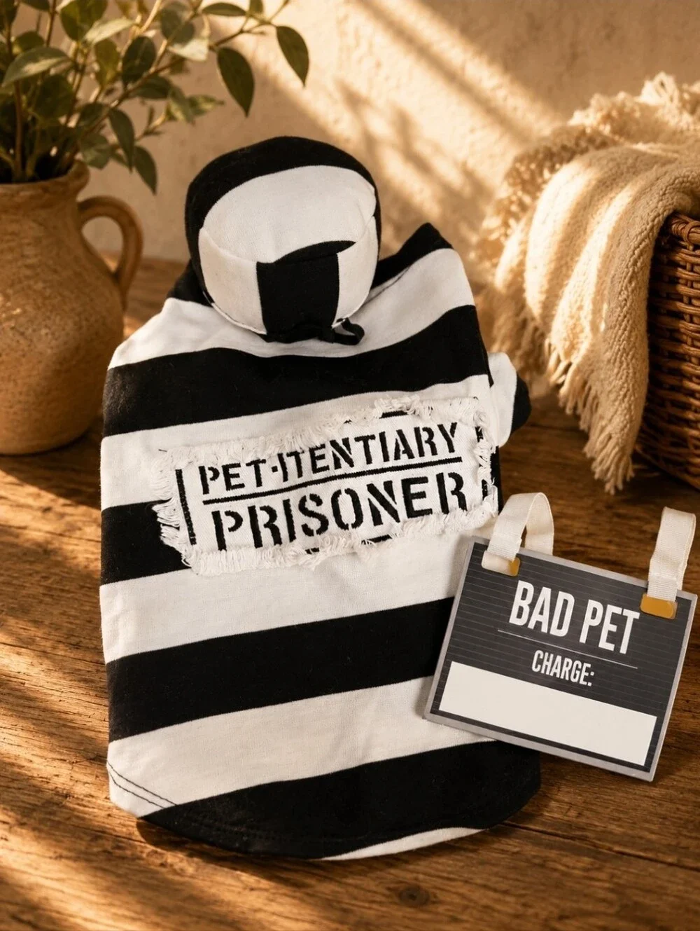 Pet Tentiary Prisoner Black & White Pet Costume